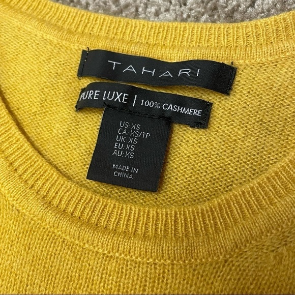 TAHARI Pure Luxe 100% Cashmere Sweater Golden/mustered Yellow Cozy Warm Comfy - Picture 9 of 10